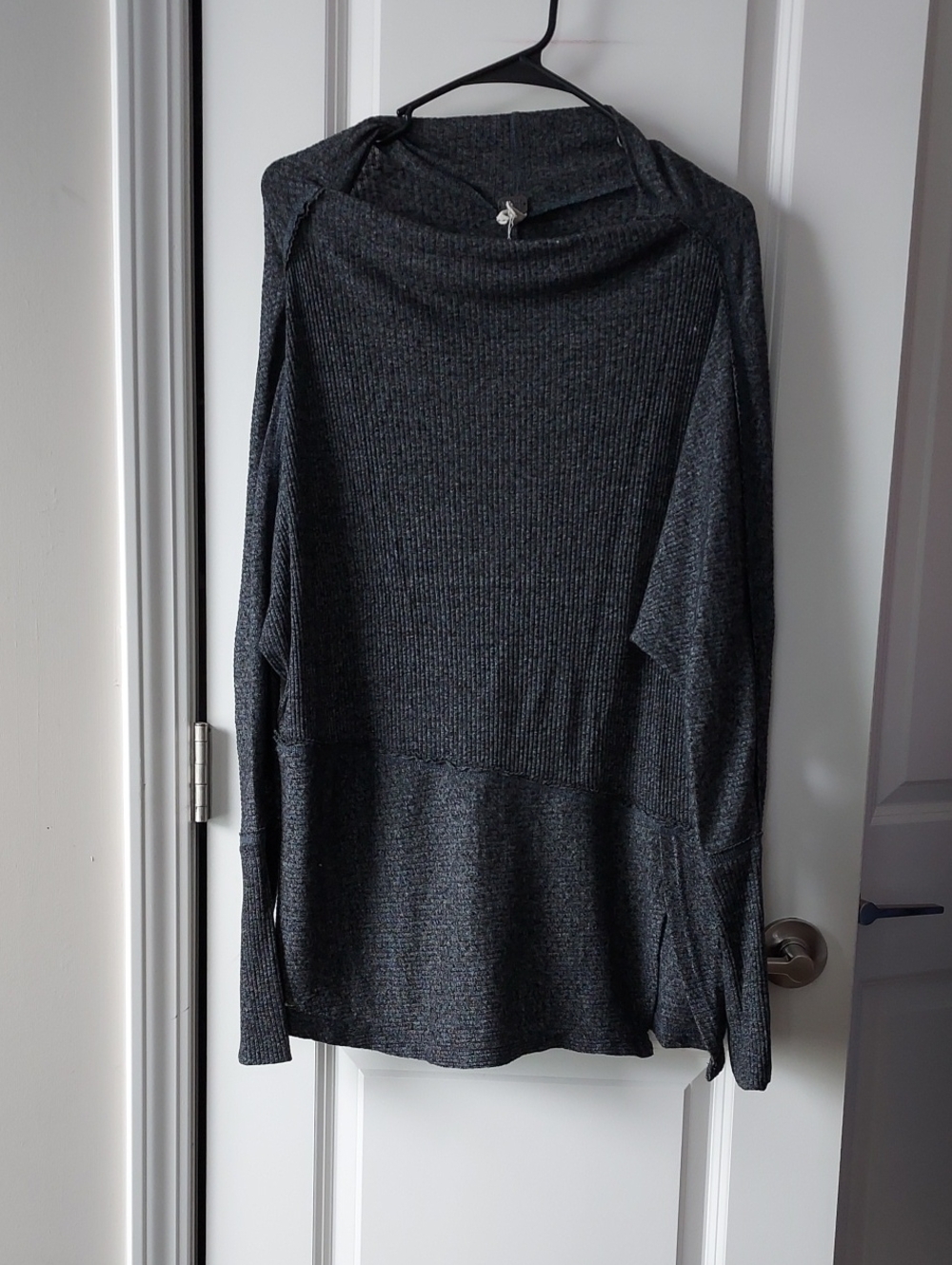 We The Free Dark Gray Ribbed Cowl Sweater